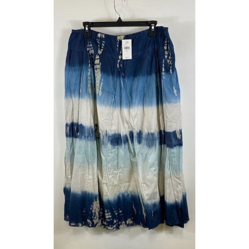 NWT J. Jill Womens Multicolor Abstract Aegean Tie Midi Skirt Size M